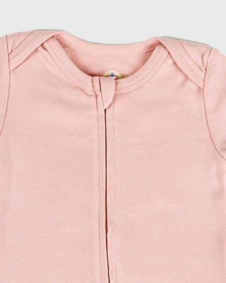 Peach Short Sleeve Zipper Bodysuit