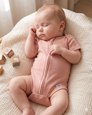 Peach Short Sleeve Zipper Bodysuit