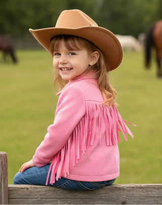 Pink Fringed Jacket for Girls