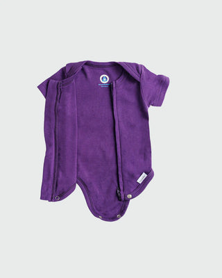 Violet Short Sleeve Zipper Bodysuit