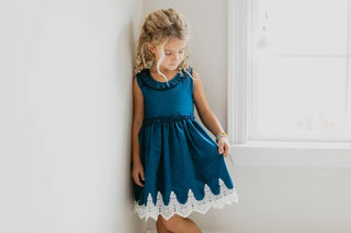 Denim Ruffle Intricate Lace Summer Dress