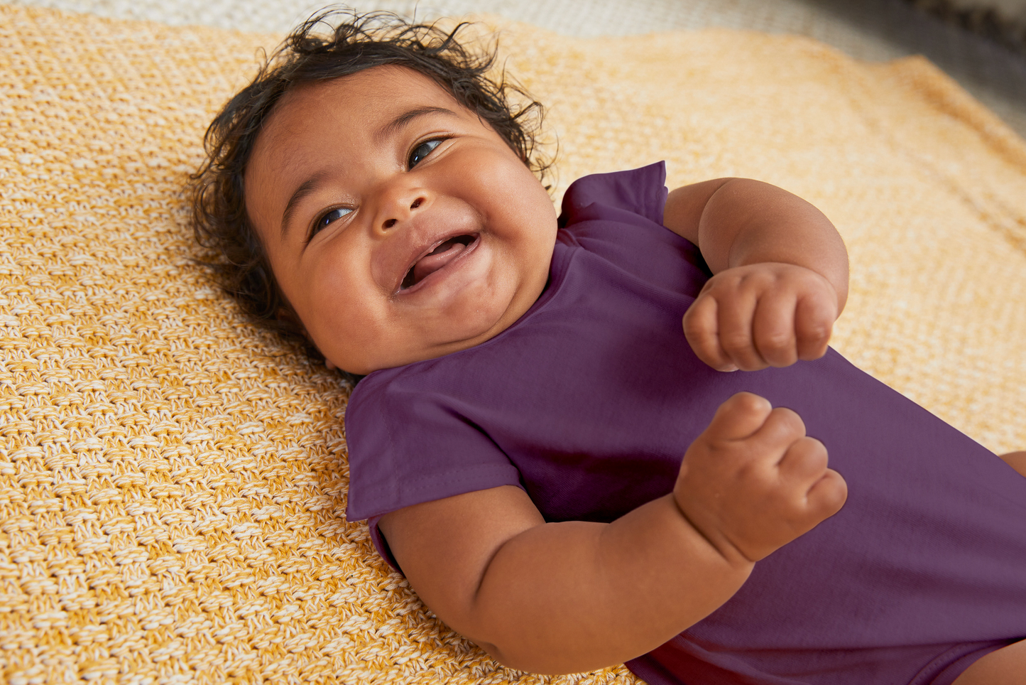 Purple 100% Organic Cotton Bottom-Up Onesie