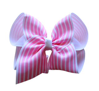 Pink Stripe Hair Bow