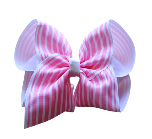 Pink Stripe Hair Bow