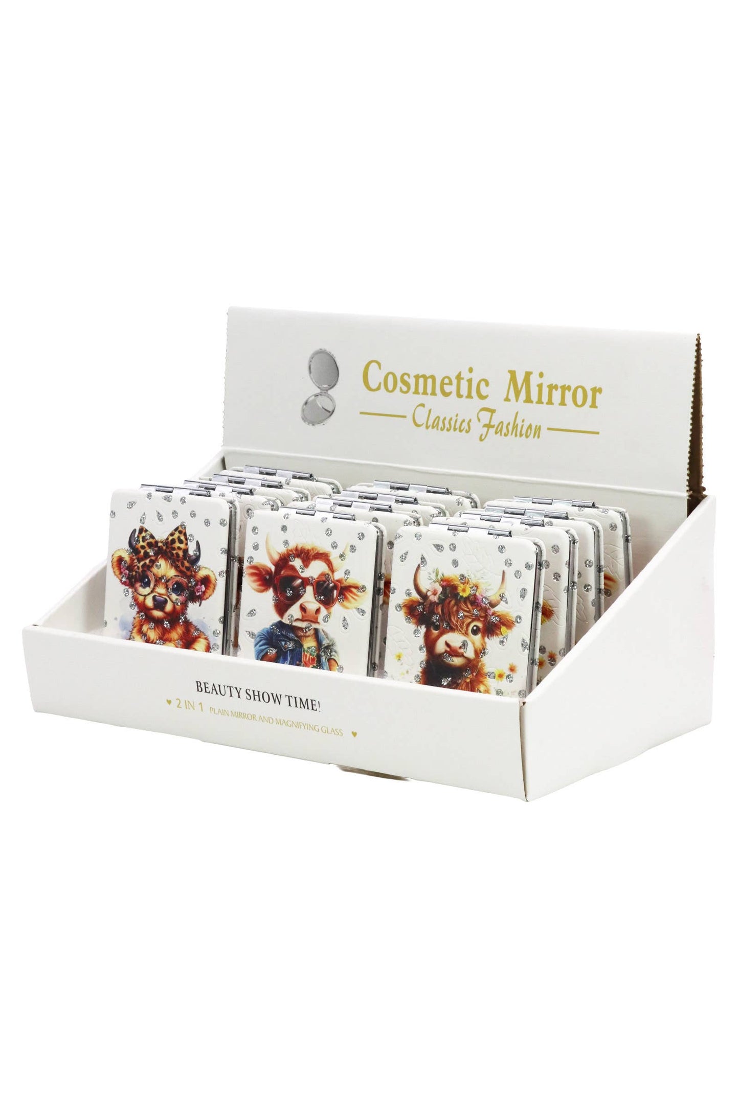 Highland Baby Cow Glitter Compact Mirror