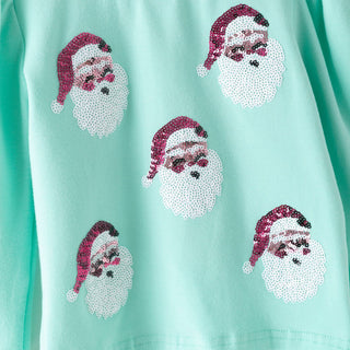 Aqua Santa Sequin Top