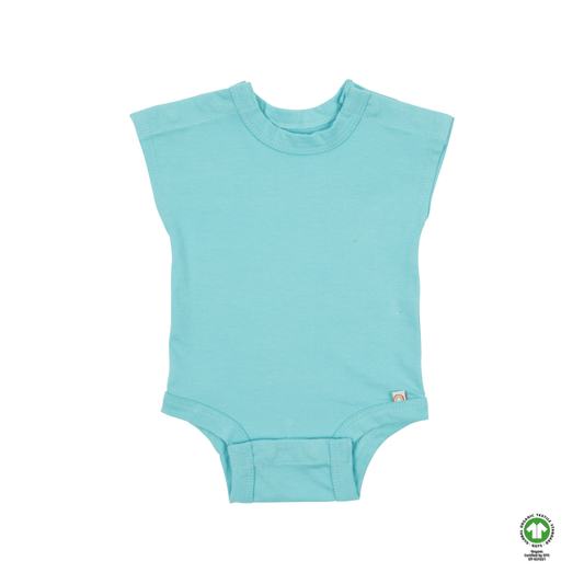Blue 100% Organic Cotton Bottom-Up Onesie