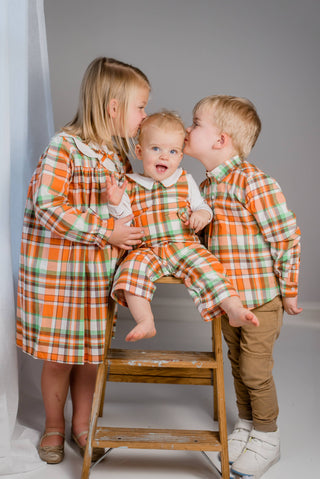 Autumn Plaid Boys Collared Button Down Shirt