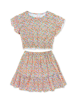 Girl's 2 pc Floral Skirt Set