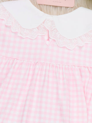 Sweet Strawberries Embroidered Gingham Outfit