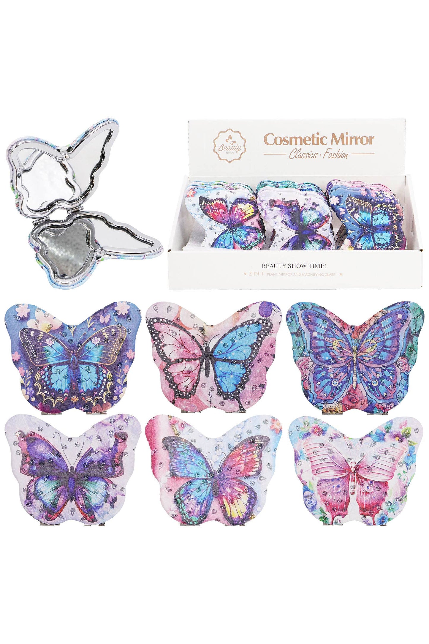 Butterfly Floral Cosmetic Compact Mirror