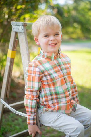 Autumn Plaid Boys Collared Button Down Shirt