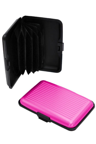 Metallic Glossed Safe Card Holder Caddy Case