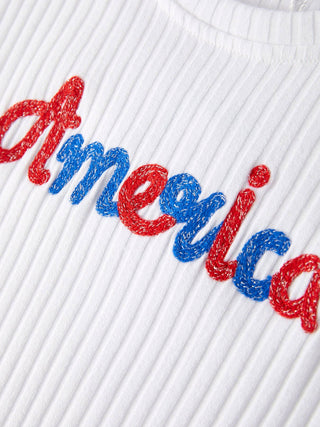 America Top+Denim Shorts Set