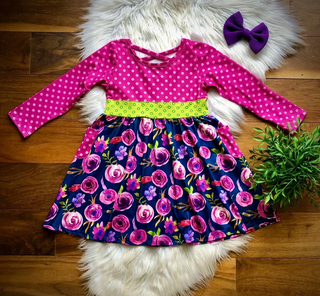 Bold Plum Floral Twirl Dress