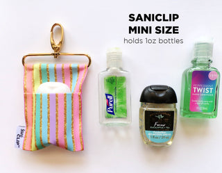 Pink and Gold Stripe Mini SaniClip Hand Sanitizer Holder