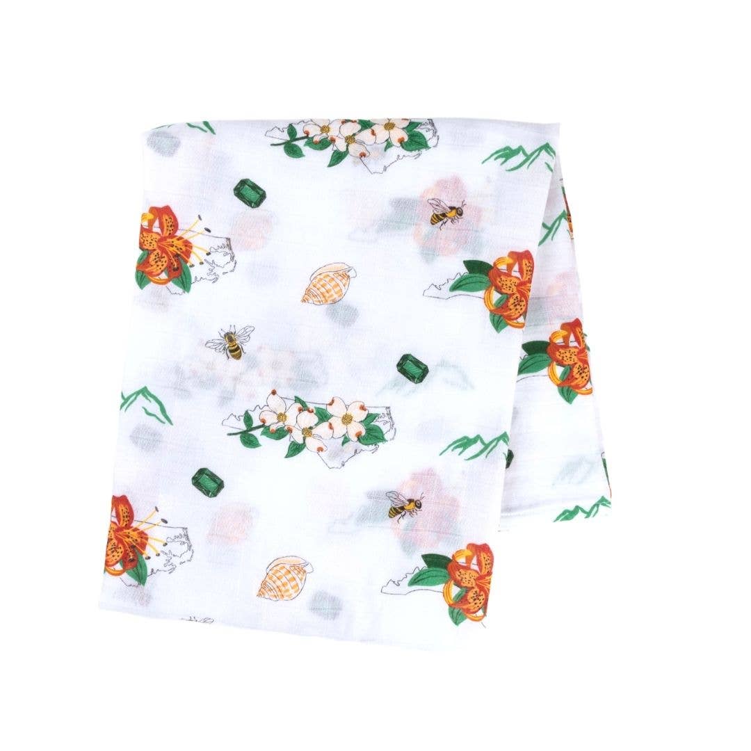 North Carolina Floral Muslin Cotton Baby Swaddle