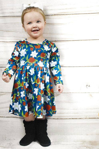 Classic Holiday Floral Twirly Dress