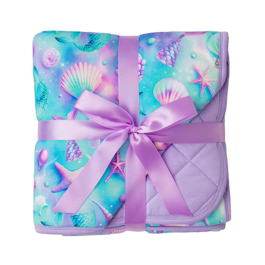 Magical Mermaid Shells Mini Quilted Bamboo Baby Blanket