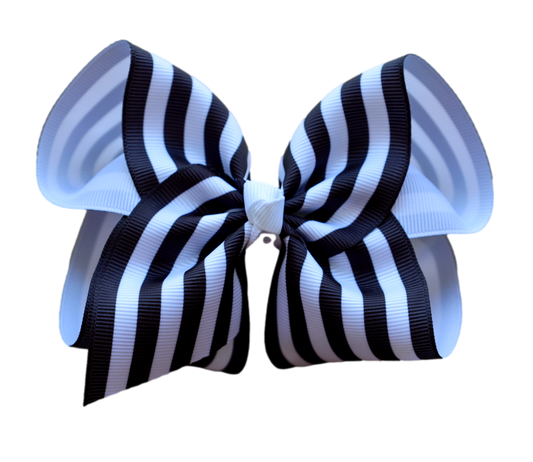 Black and White Stripe Hair Bow