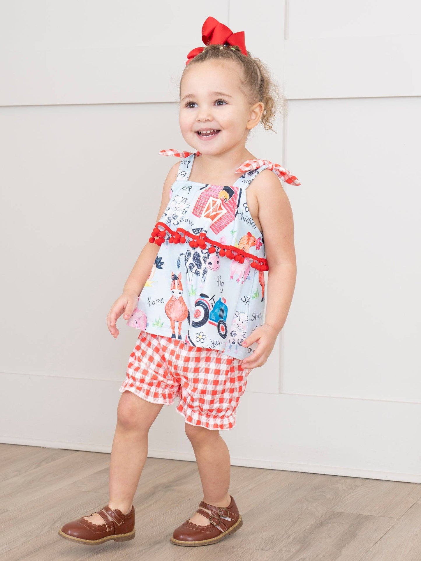 Red Gingham Farm Ruffle Outfit