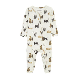 Cotton Stretch Zipper Footed Romper Cat | Milkbarn