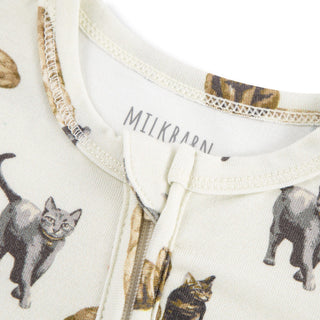 Cotton Stretch Zipper Footed Romper Cat | Milkbarn