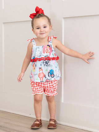 Red Gingham Farm Ruffle Outfit