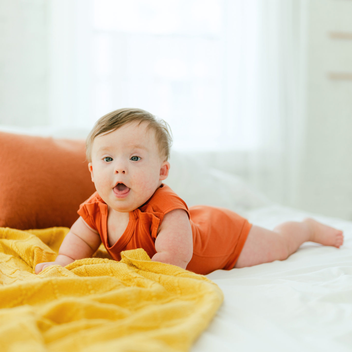 Rust 100% Organic Cotton Bottom-Up Onesie
