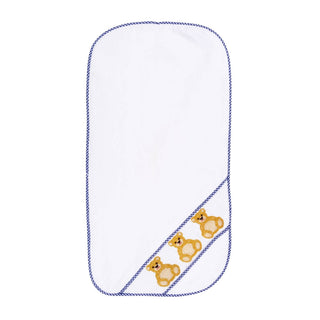 Navy Bear Smocked Burp Cloth