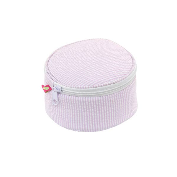 6" Pink Seersucker Button Bag