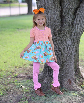 Pumpkin Harvest Girls' Fall Print Tunic and Leggings Set