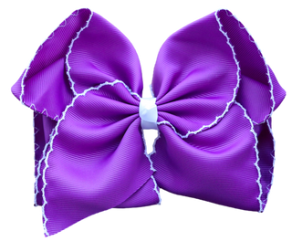 Purple Moon Stitch Hair Bow