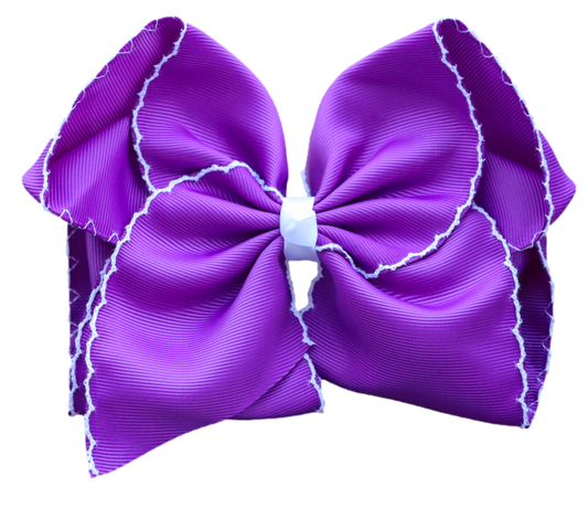 Purple Moon Stitch Hair Bow