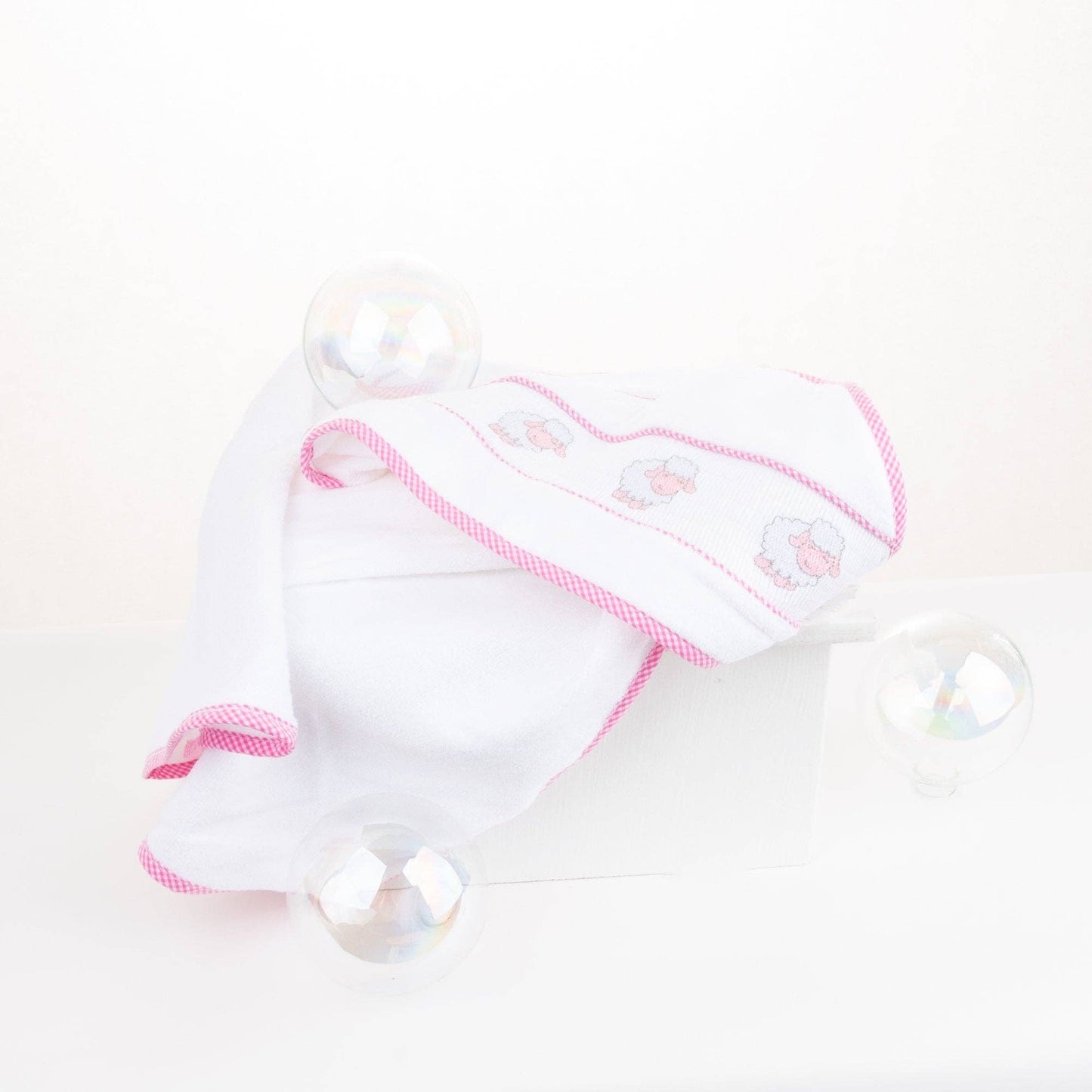 Navy Bear Smocked Hooded Towel