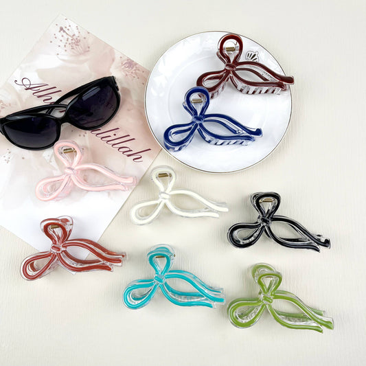 Jelly Color Bow Hair Clip Retro Simple Claw Clips