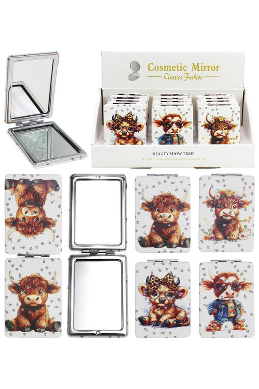 Highland Baby Cow Glitter Compact Mirror