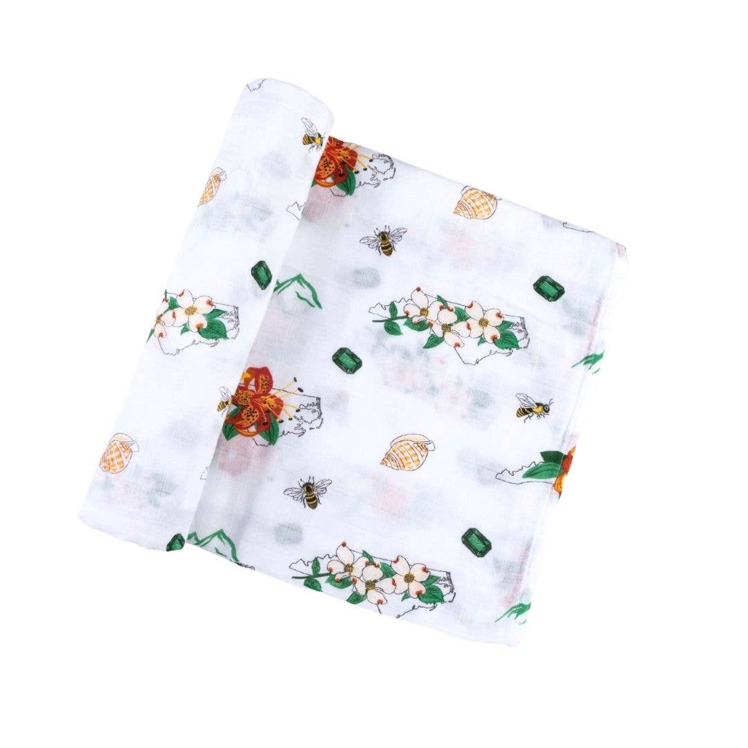 North Carolina Floral Muslin Cotton Baby Swaddle