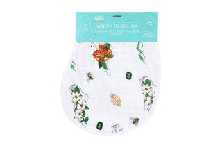 North Carolina Floral 2-in-1 Burp Cloth and Bib