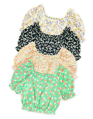 GKT-3150B Girl's Fashion Top w/ Puff Sleeve