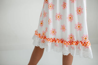 Pink & Cantaloupe Flower Check Summer Dress