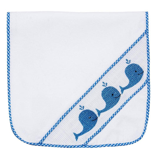 Blue Whale Smocked Burp Cloth