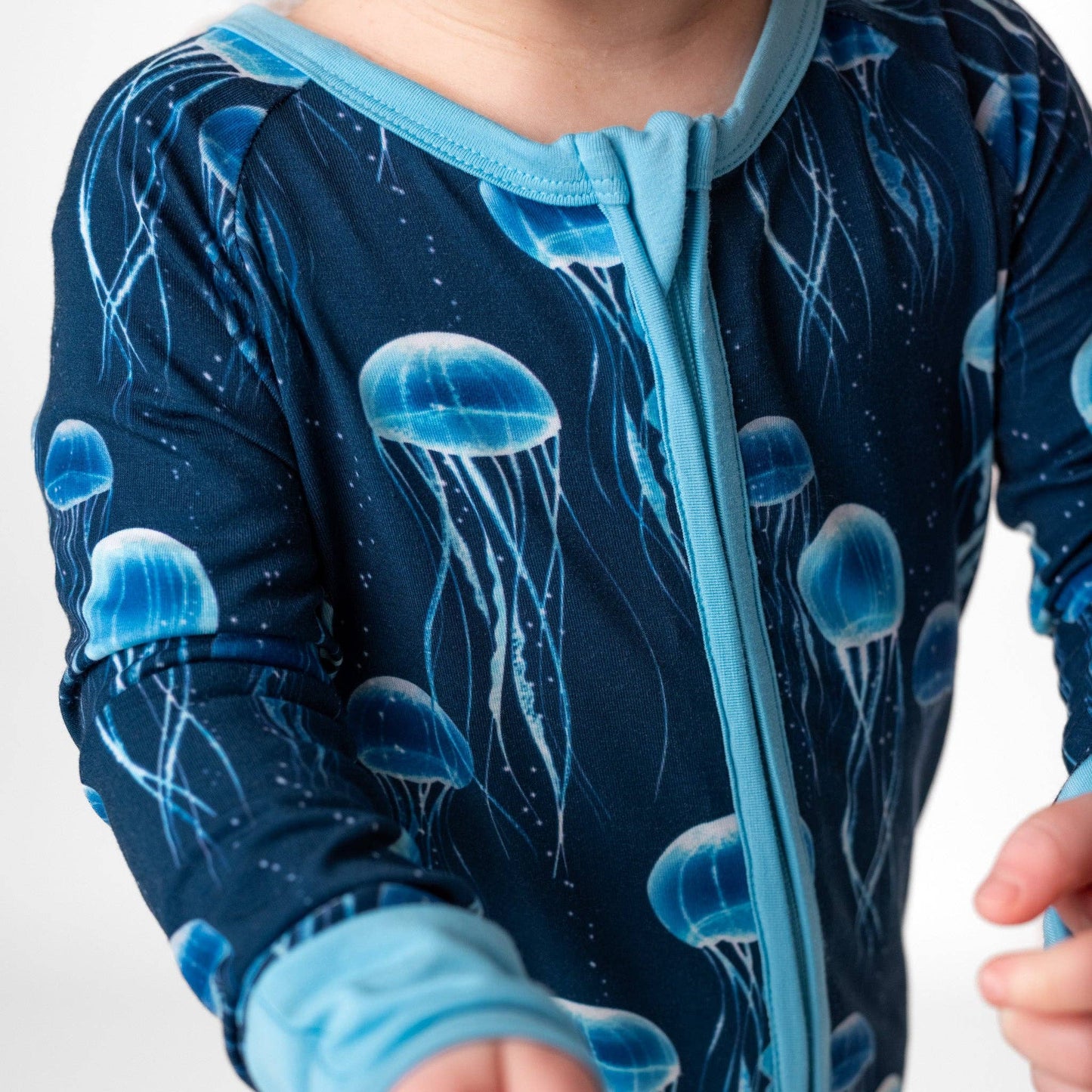 Blue Jellies Bamboo Zipper Pajamas