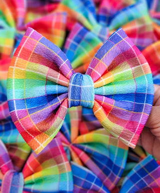 Rainbow Plaid Savannah Bow
