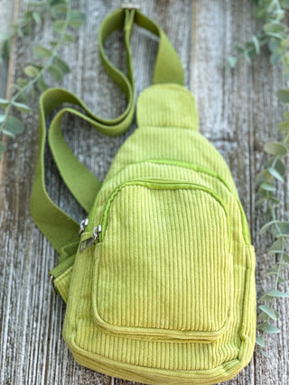 Lime Corduroy Sling Bag