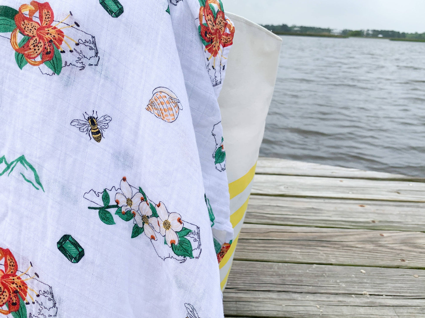 North Carolina Floral Muslin Cotton Baby Swaddle