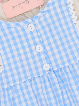 Gingham Embroidered Strawberries Bloomers Outfit