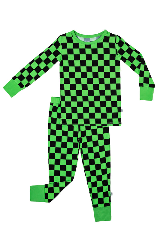Green Checkers Long Sleeve Bamboo Pajamas