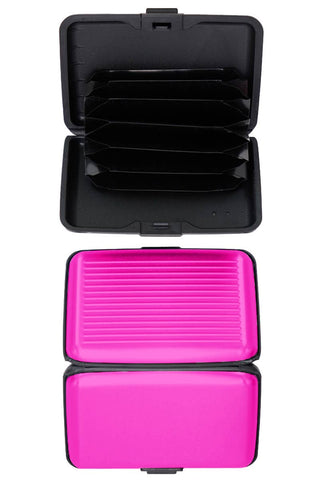 Metallic Glossed Safe Card Holder Caddy Case