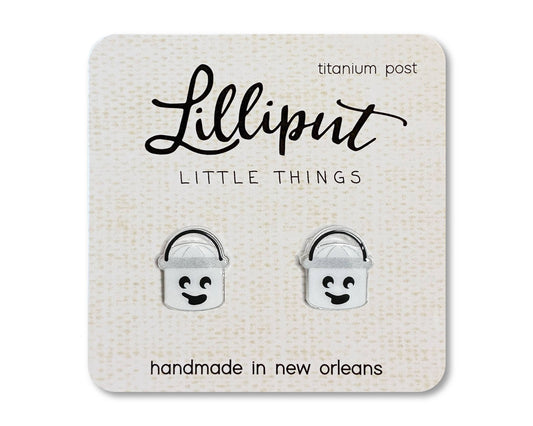 Ghost Retro Halloween Treat Bucket Earrings